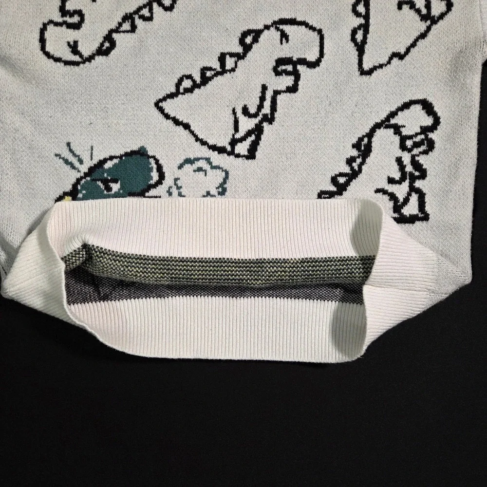 YWFG‎ White Dinosaur Graphic Knit Sweater Women's Size L - Picture 7 of 8